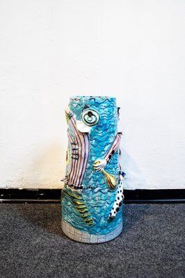 Carneval Umbrella Vase In Polychrome Ceramic From San Polo Venezia, 1950s photo for sale