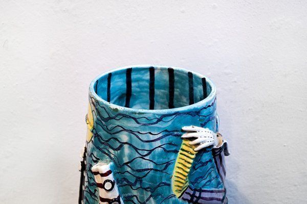 Carneval Umbrella Vase In Polychrome Ceramic From San Polo Venezia, 1950s photo Home Decor