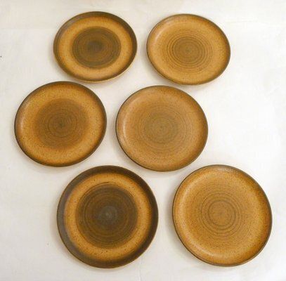 photo vinterior Small Stoneware Dessert Plates From Longchamp, France, 1960s, Set Of 6