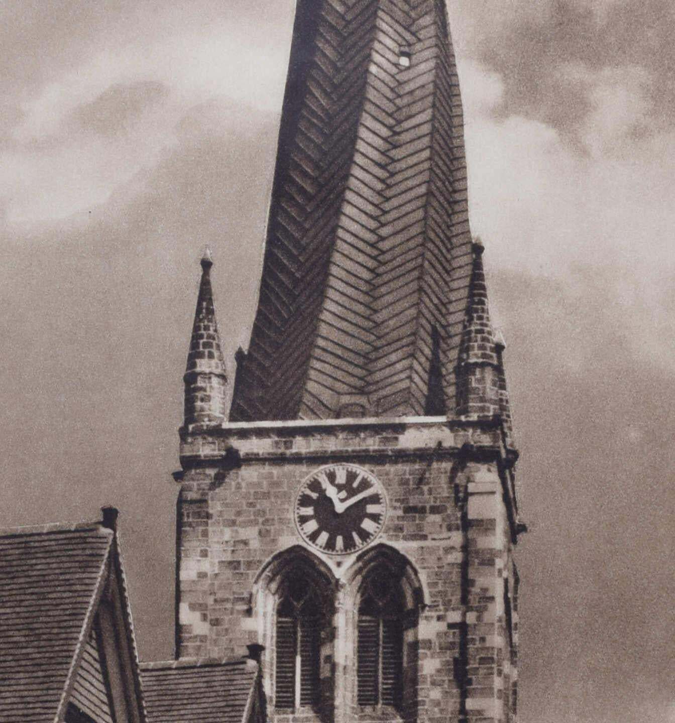 The Crooked Spire, Chesterfield, Vintage 1950s Travel Poster By Val Doone, C.1950 photo for sale