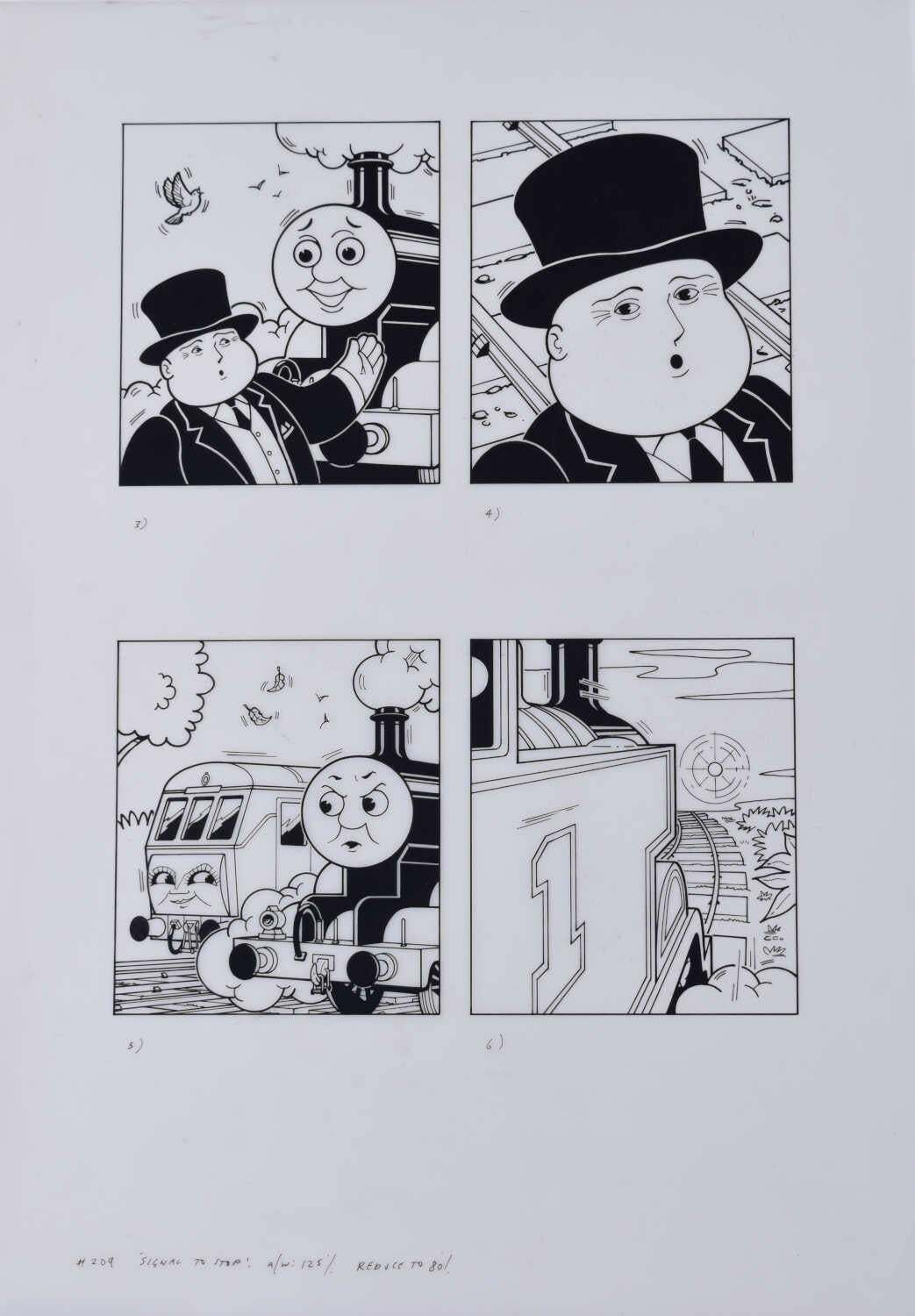 Thomas The Tank Engine, 'Signal To Stop!', Original Ink On Cell Illustrations, C.1995
