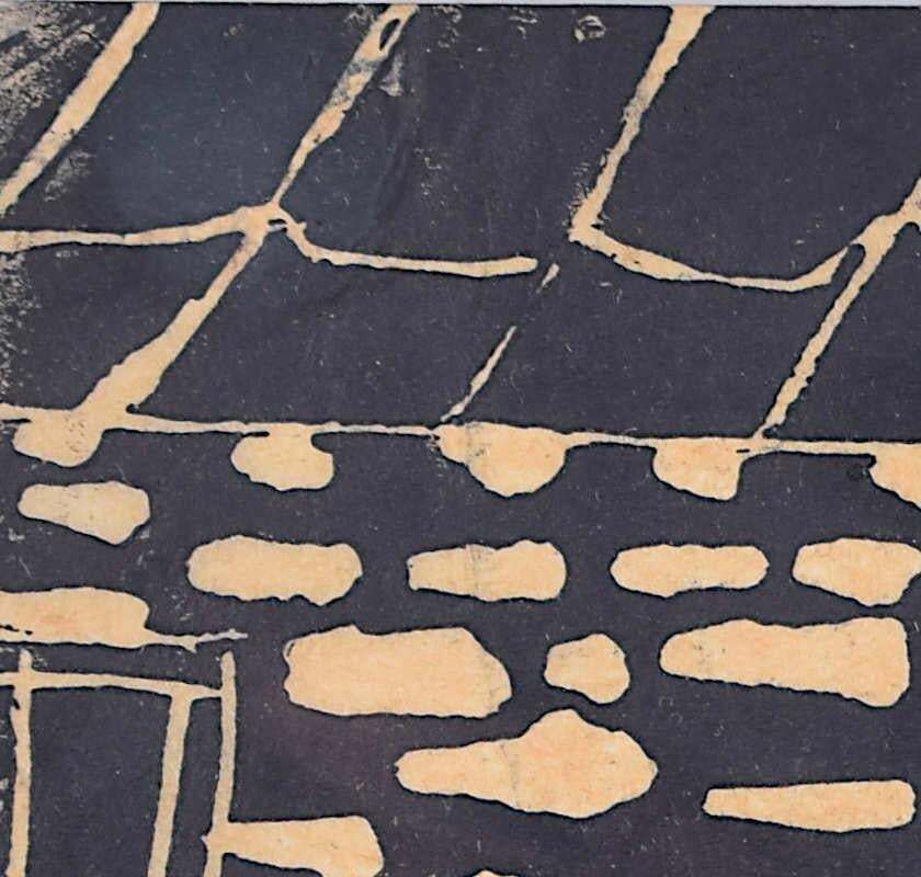 Horse By The Barn, Woodblock Print By Penelope Ellis photo for sale