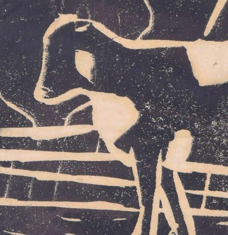 Heading Out To Pasture, Woodblock Print By Penelope Ellis photo furniture
