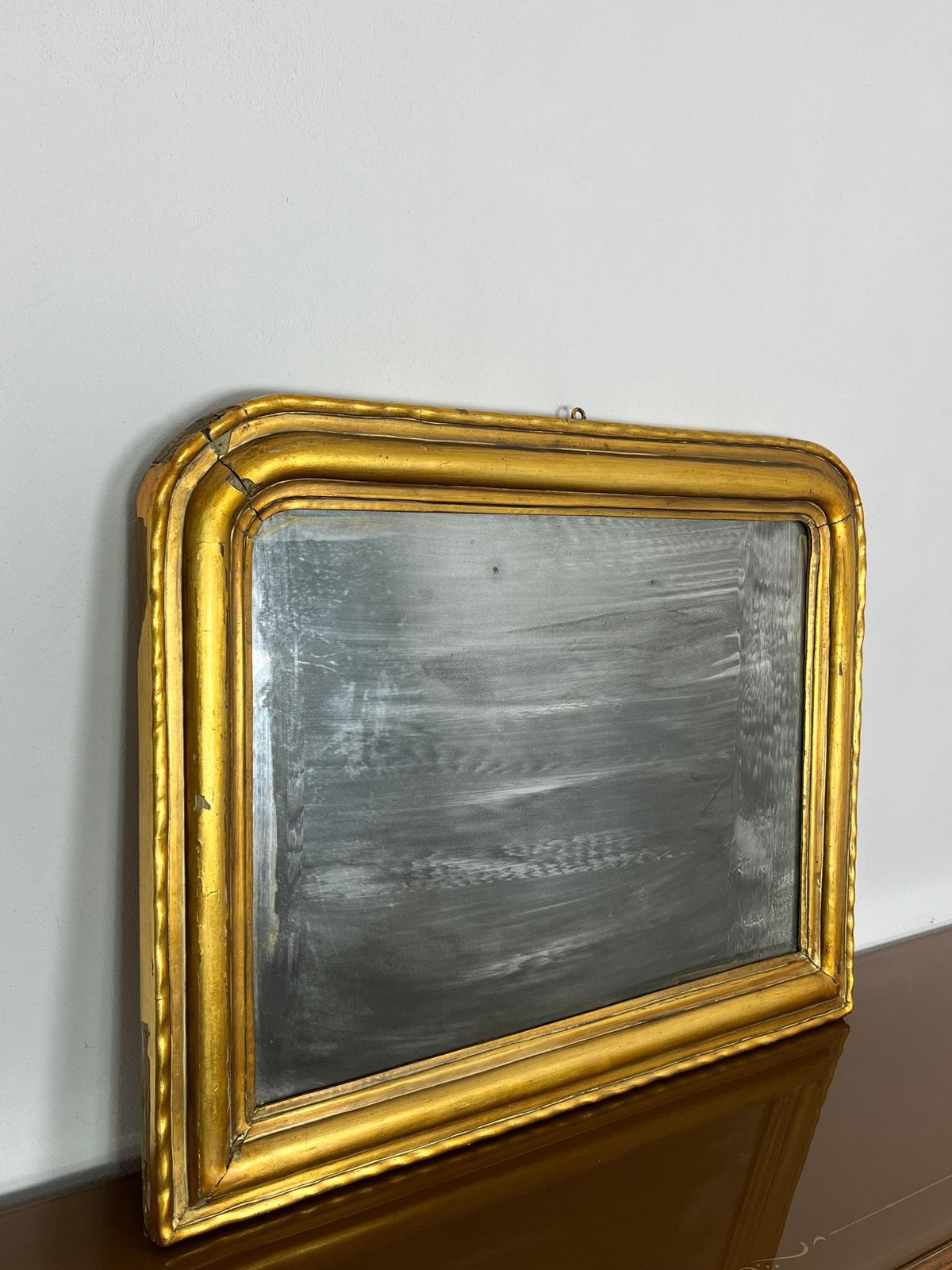 Home Decor Antique French Louis Philippe Wall Mirror In Wood And Gold Leaf, 1930s photo