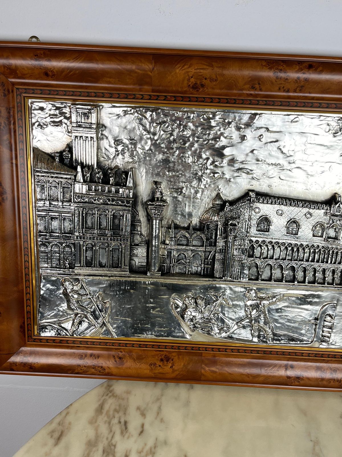 Large Bas Relief Piazza San Marco ( Venice ) Cm 115 X Cm 64, 1000 Silver, 1980s photo vinterior