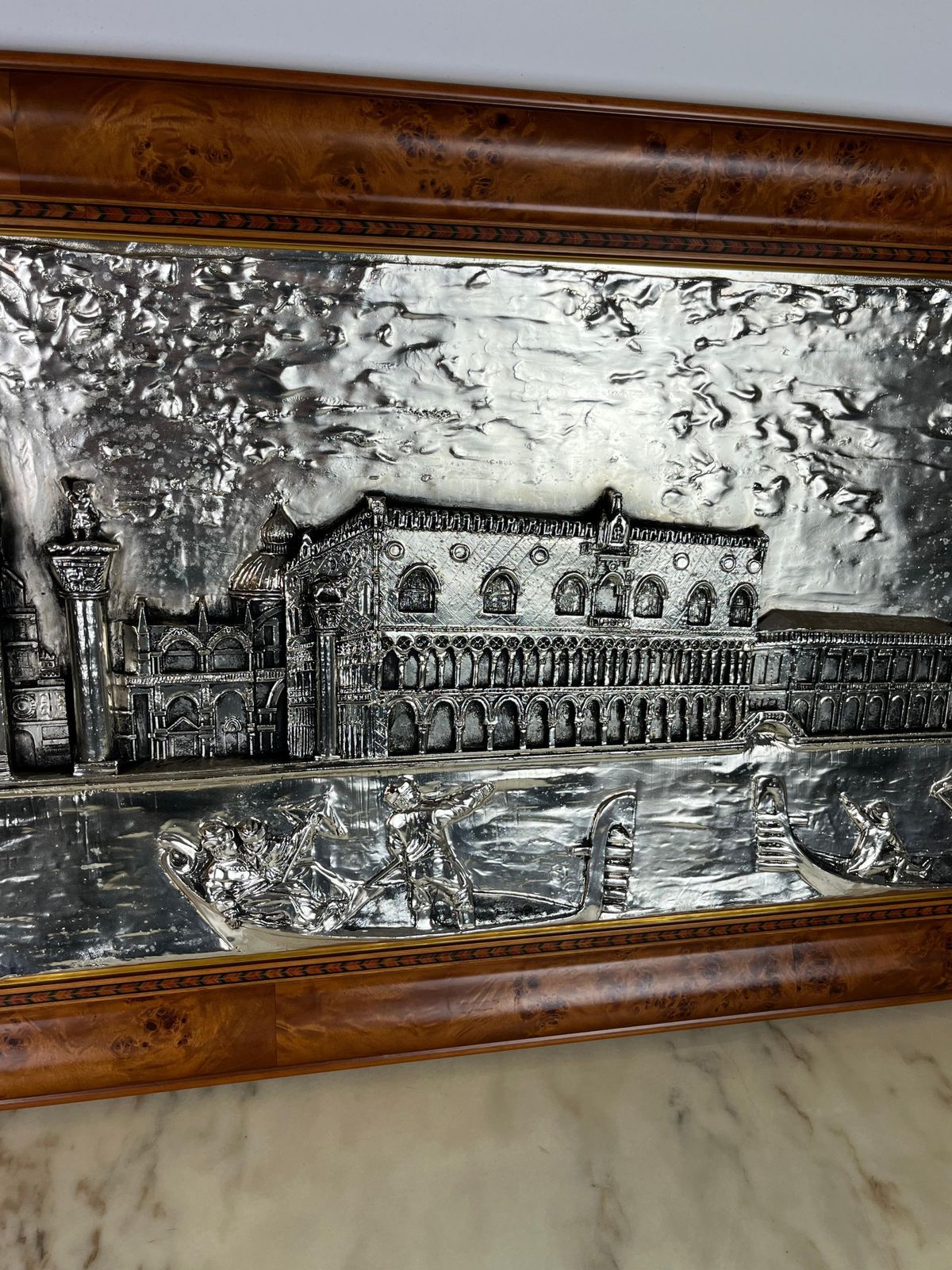 Large Bas Relief Piazza San Marco ( Venice ) Cm 115 X Cm 64, 1000 Silver, 1980s photo buy