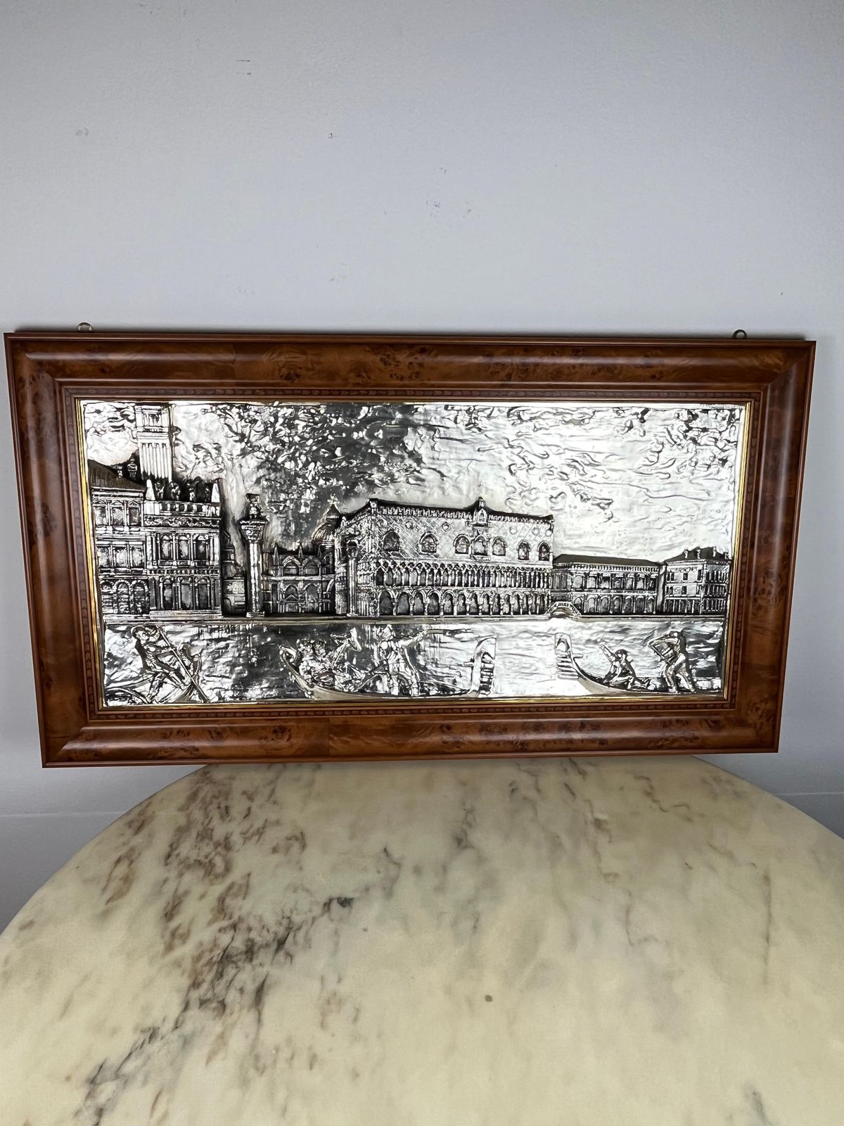 2088.0 Large Bas Relief Piazza San Marco ( Venice ) Cm 115 X Cm 64, 1000 Silver, 1980s photo