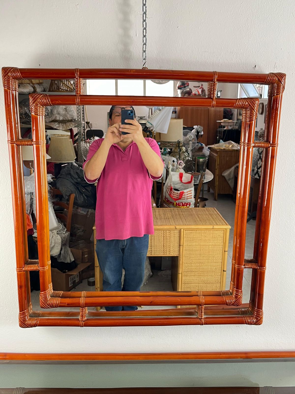 Set Of 2 Bamboo And Rattan Console And Mirror Attributed To Franco Albini 1960s photo furniture