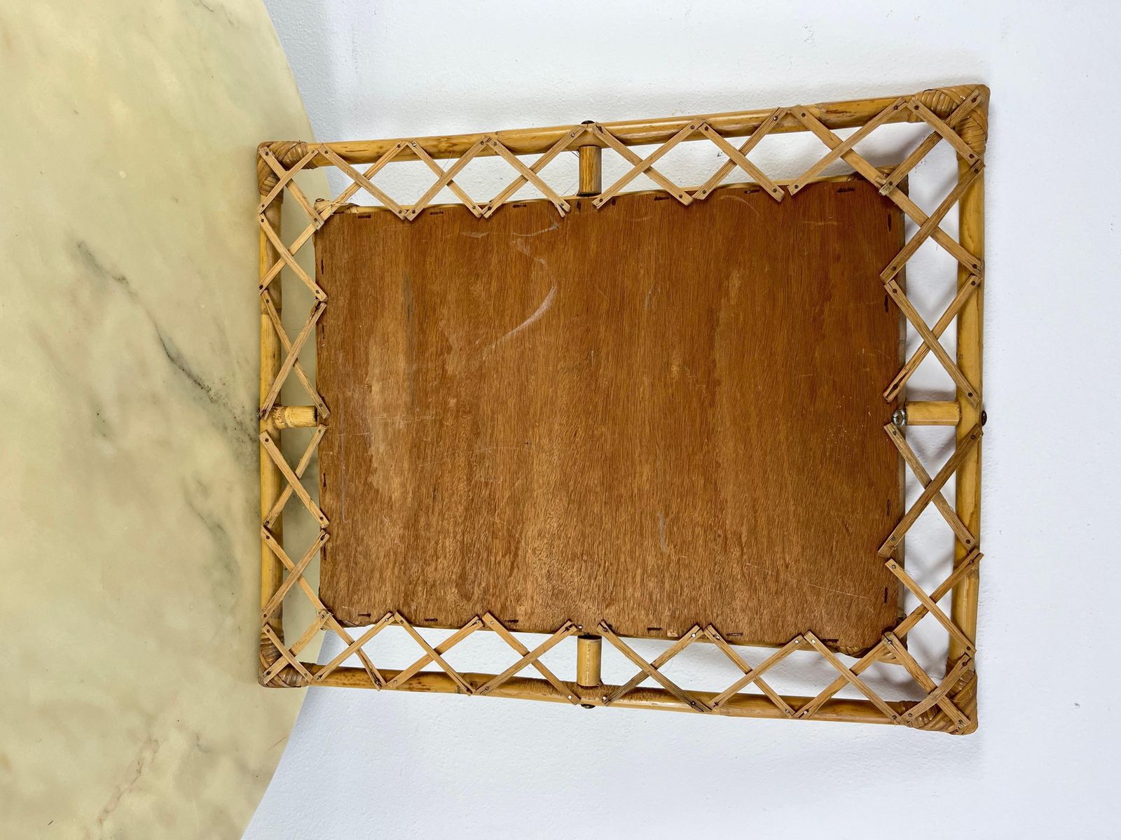 Set Of 2 Tito Agnoli Mid Century Bamboo Mirror And Console 1960s photo vintage