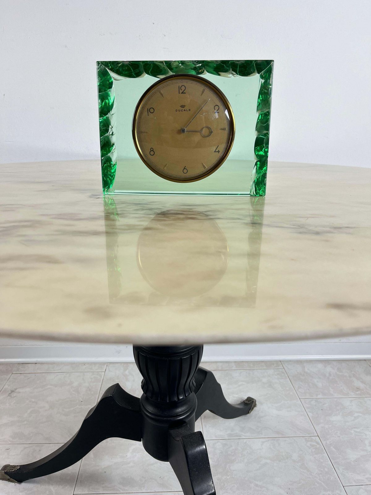 Mid Century Max Ingrand For Fontana Arte Murano Glass Table Clock 1960s photo for sale