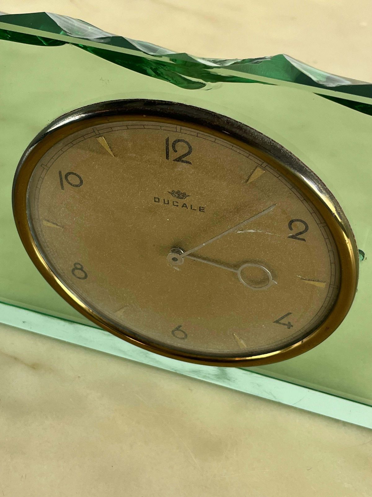 1369.0 Mid Century Max Ingrand For Fontana Arte Murano Glass Table Clock 1960s photo