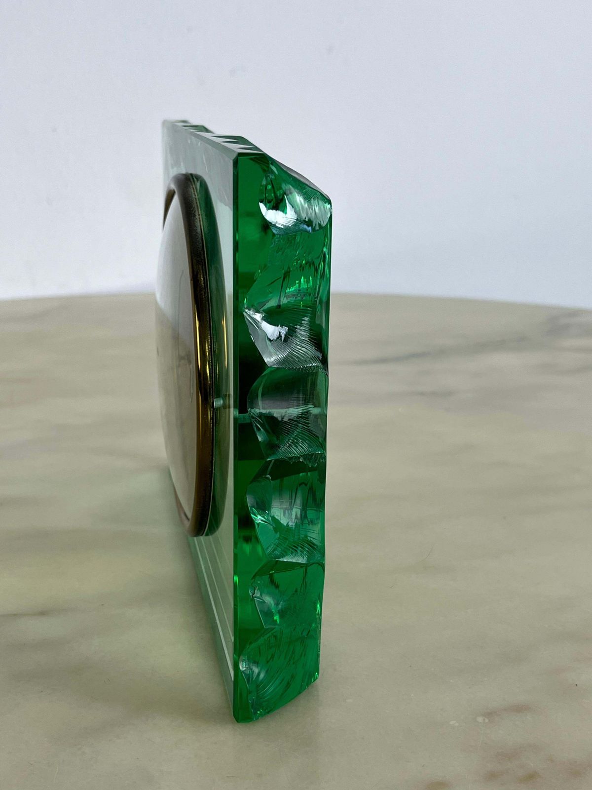 photo vintage Mid Century Max Ingrand For Fontana Arte Murano Glass Table Clock 1960s