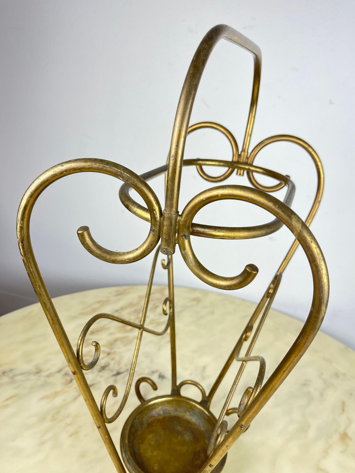 Antique Italian Brass Umbrella Stand, 1950s photo for sale