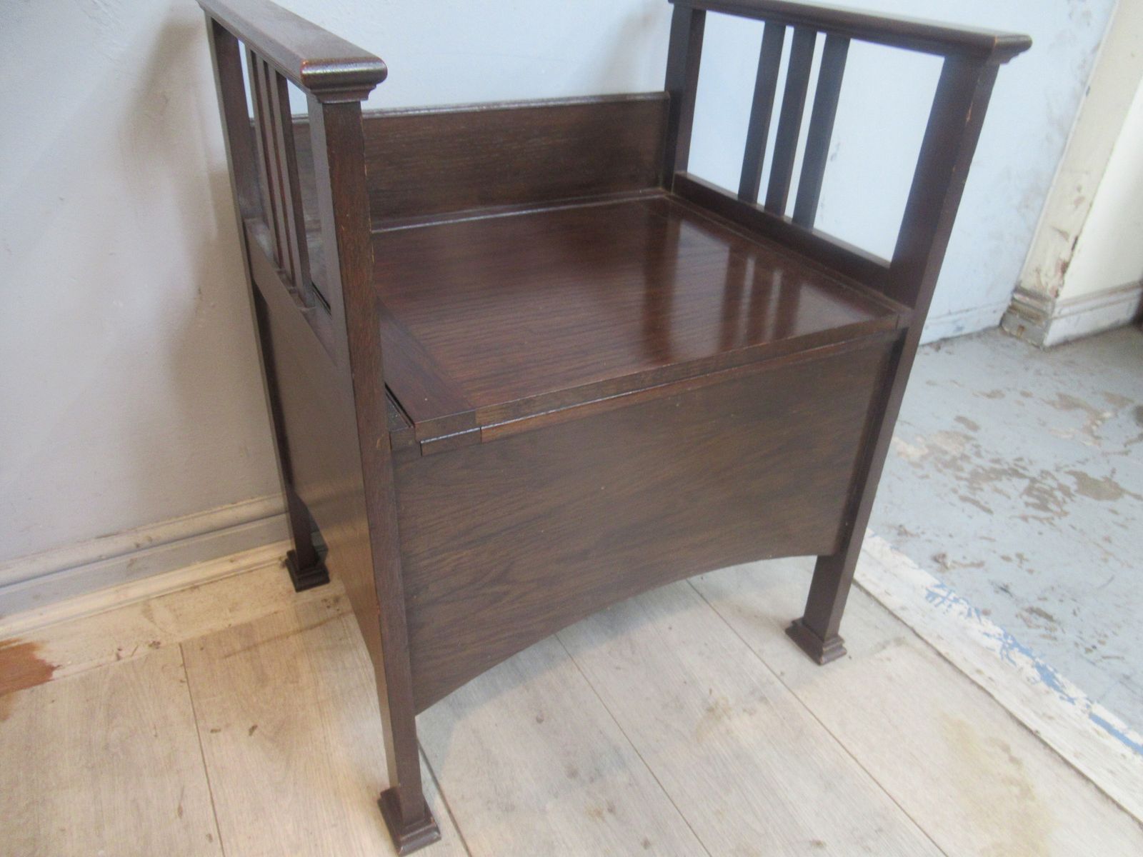 Edwardian  Oak Bench Seat / Commode. photo furniture