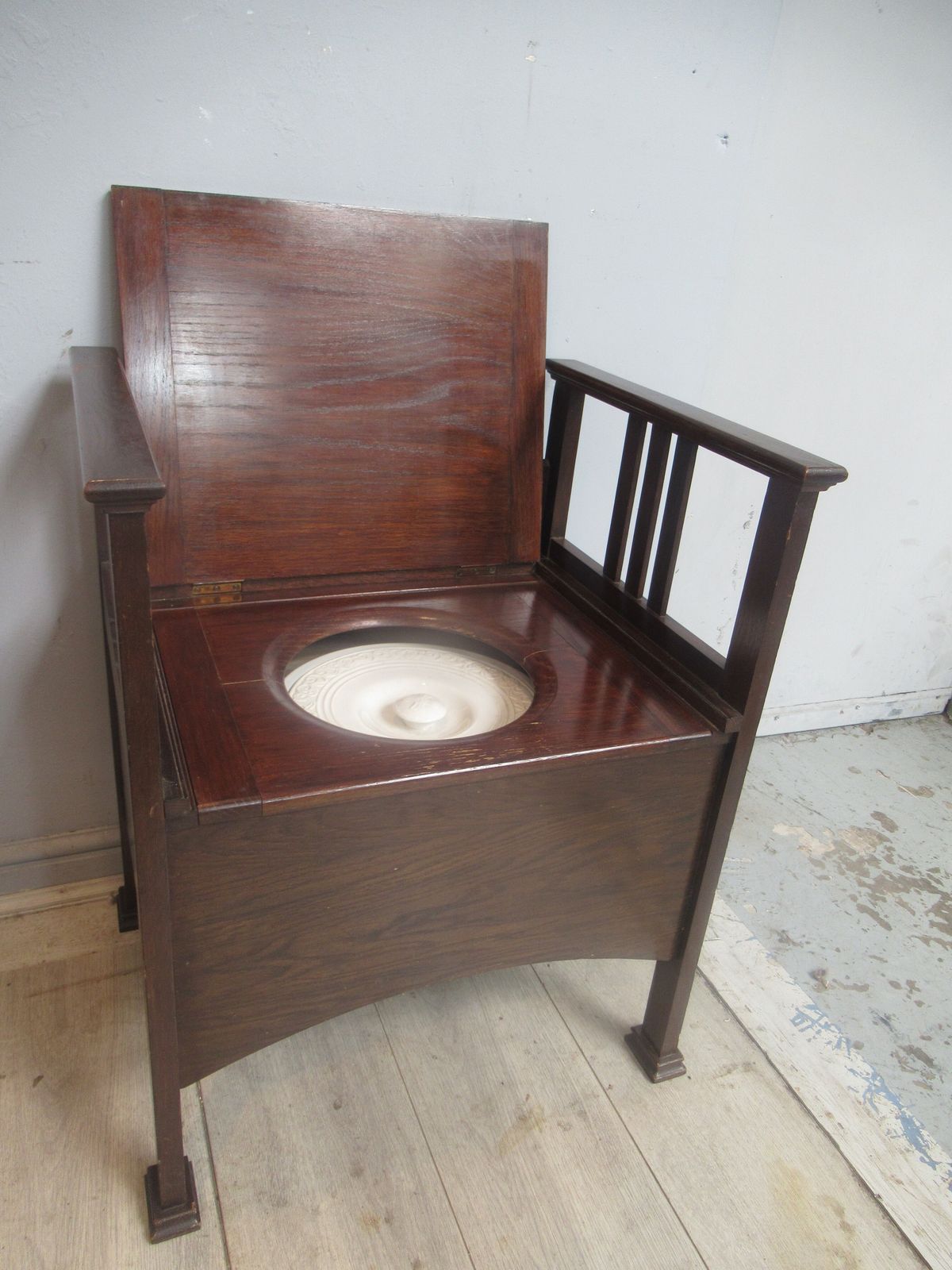Edwardian  Oak Bench Seat / Commode. photo buy
