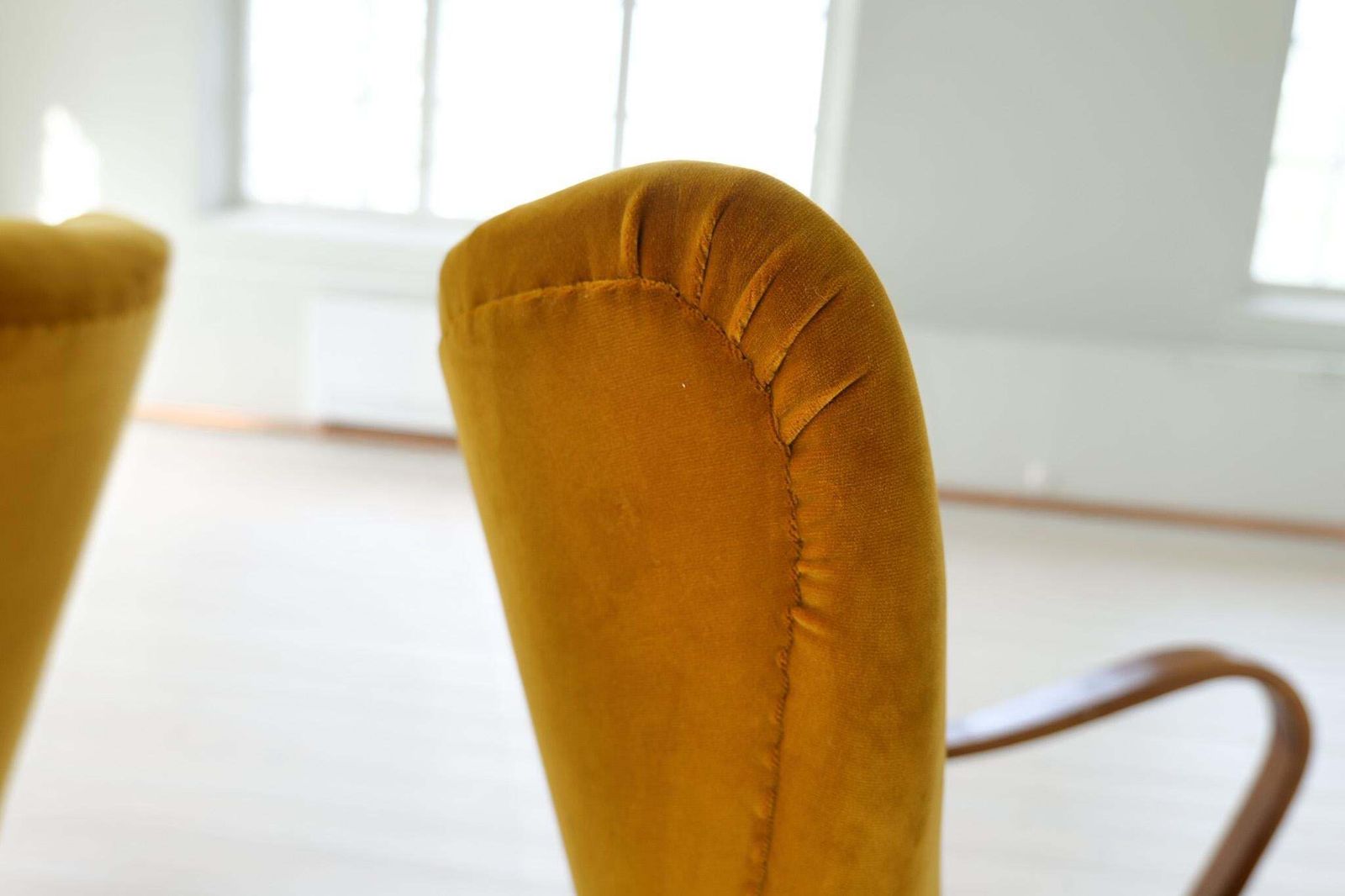 photo buy Scandinavian Modern Art Deco Lounge Chairs In Velvet Sweden 1940s