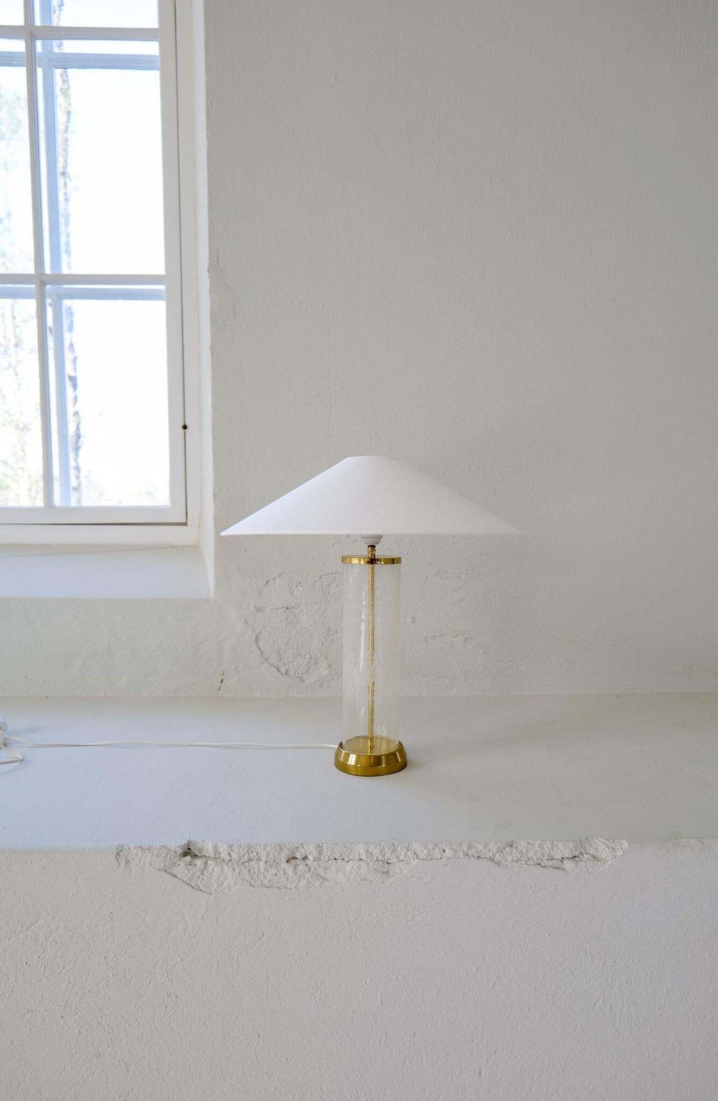 Midcentury Modern Glass And Brass Table Lamp Bergbom B 019 Sweden 1960s photo buy