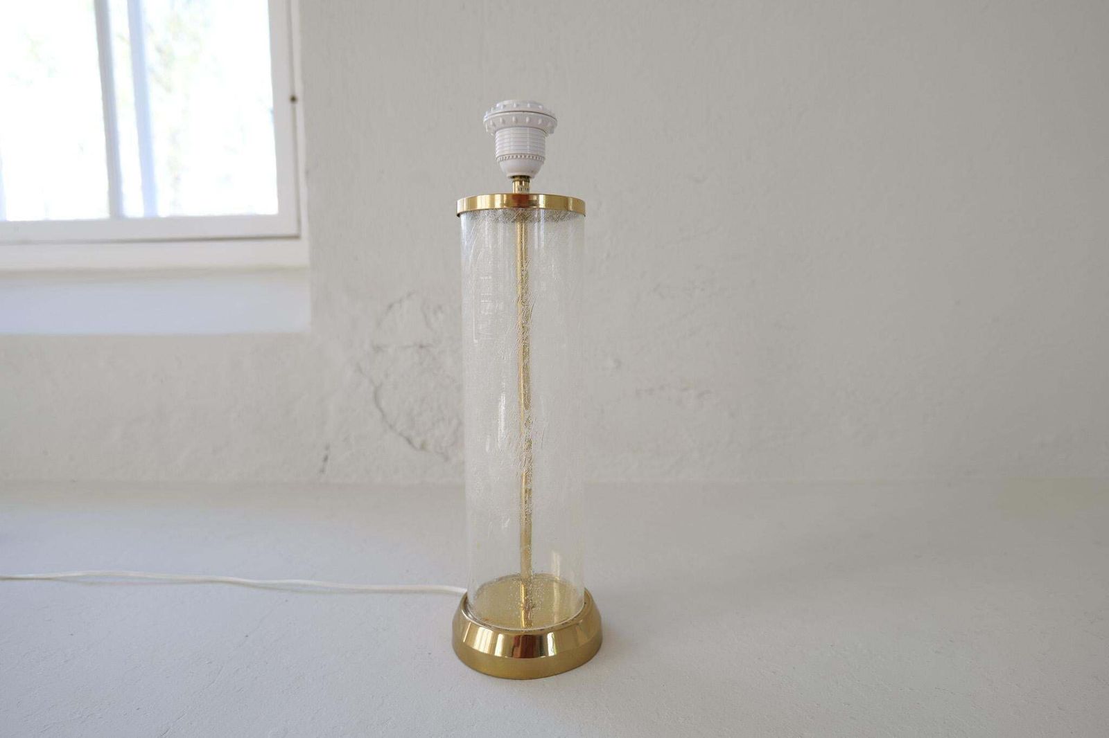Lighting Midcentury Modern Glass And Brass Table Lamp Bergbom B 019 Sweden 1960s photo