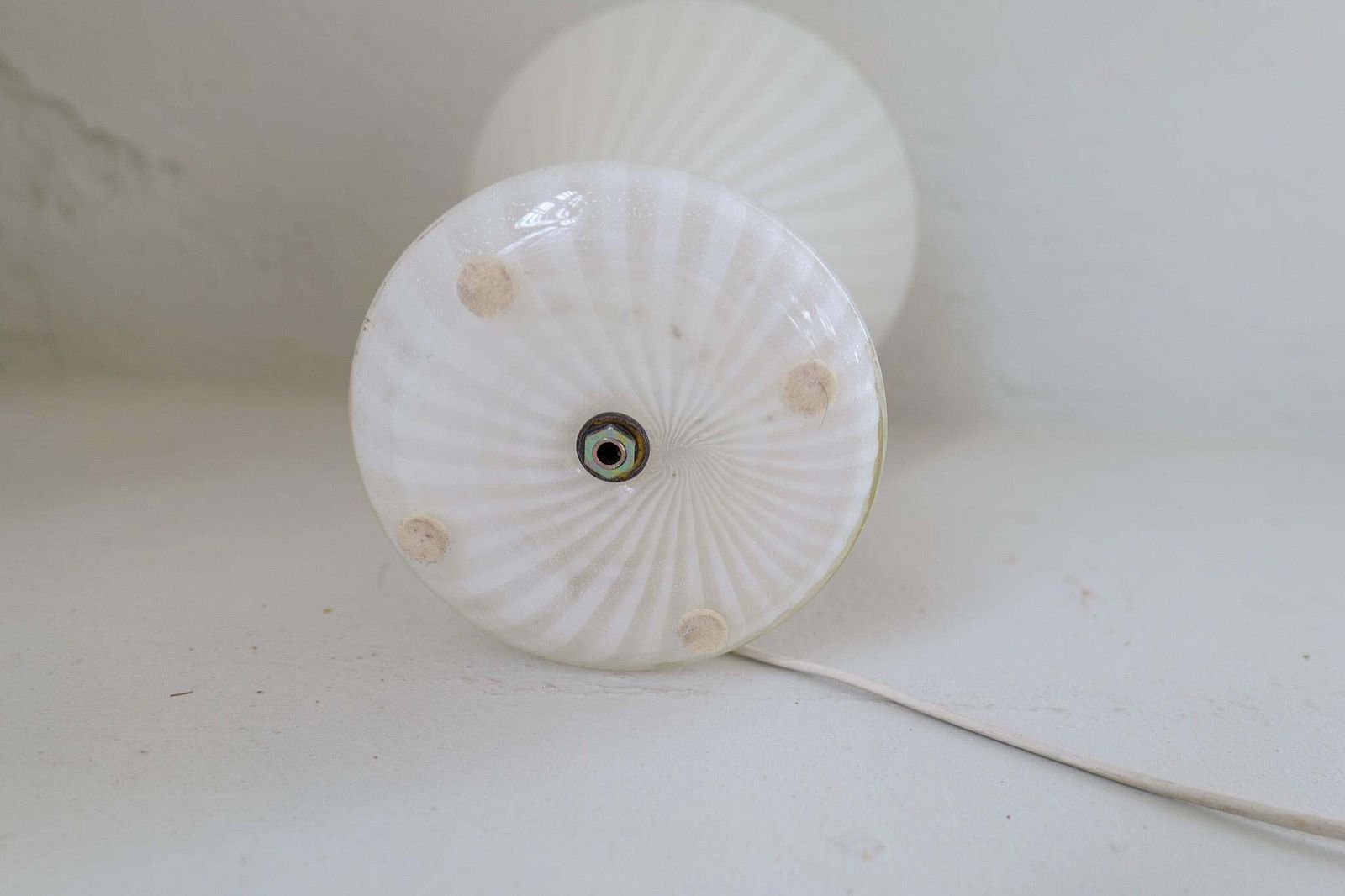 photo buy Pair Of Large Large Classic White Murano Table Lamps Italy 1970s