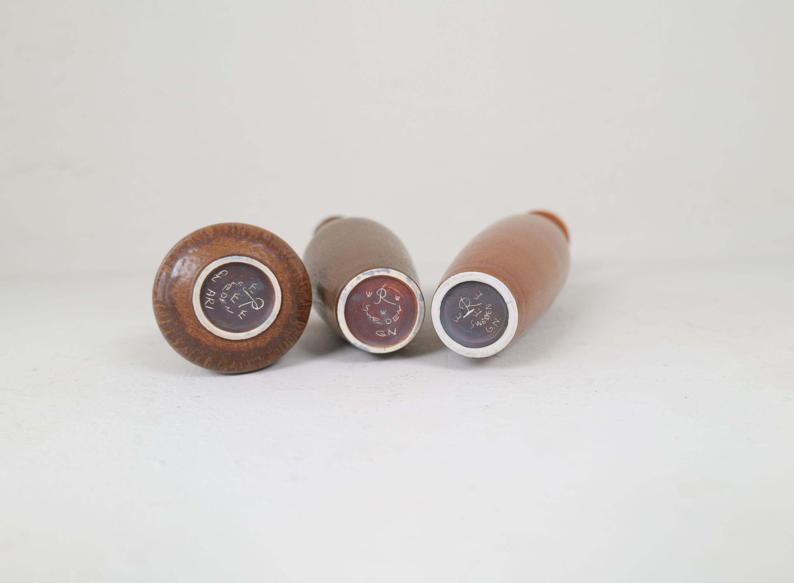photo buy Midcentury Modern Groupe Of 3 Earthy Vases Rörstrand By Gunnar Nylund, Sweden