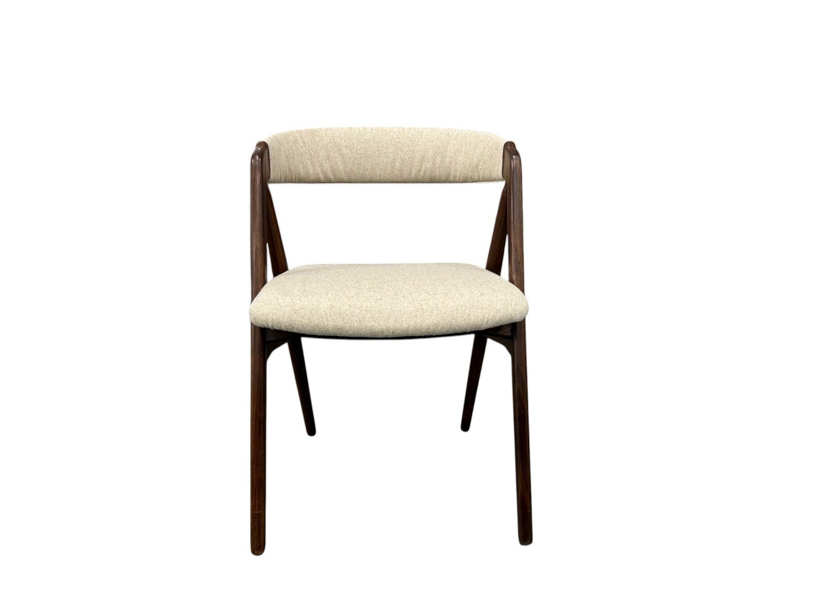 Danish Set Of 4 Thomas Harlev For Farstrup Model 205 Teak And Cream Wool Dining Chairs Mid Century 1950s photo Furniture