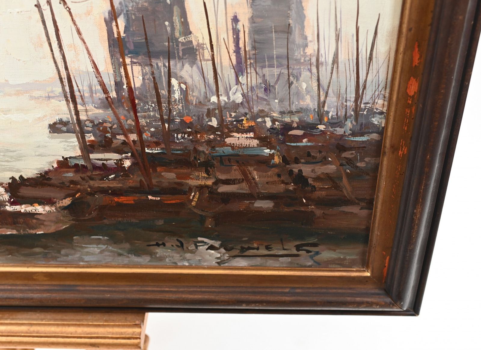 Oil Painting Ostend Maritime Ship Signed Pauwels Antique Art photo Art