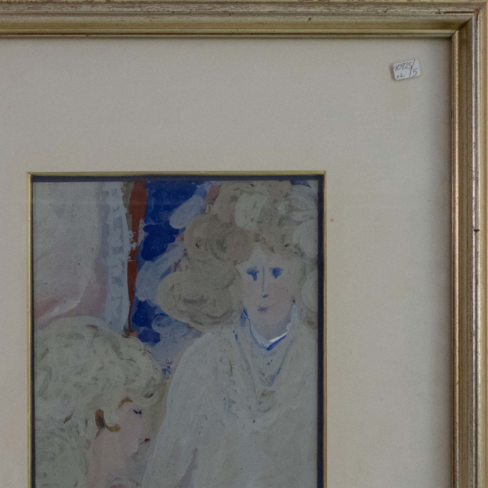Floral Table Scene And Two Women – Pair Of Paintings By Carlos Cardella photo vintage