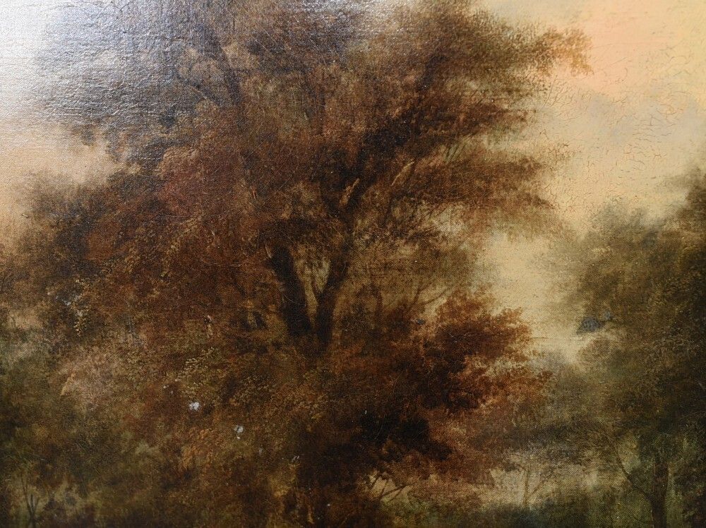 photo vintage Victorian Oil Painting English Norfolk Landscape Rustic Circa 1860 Arcadia