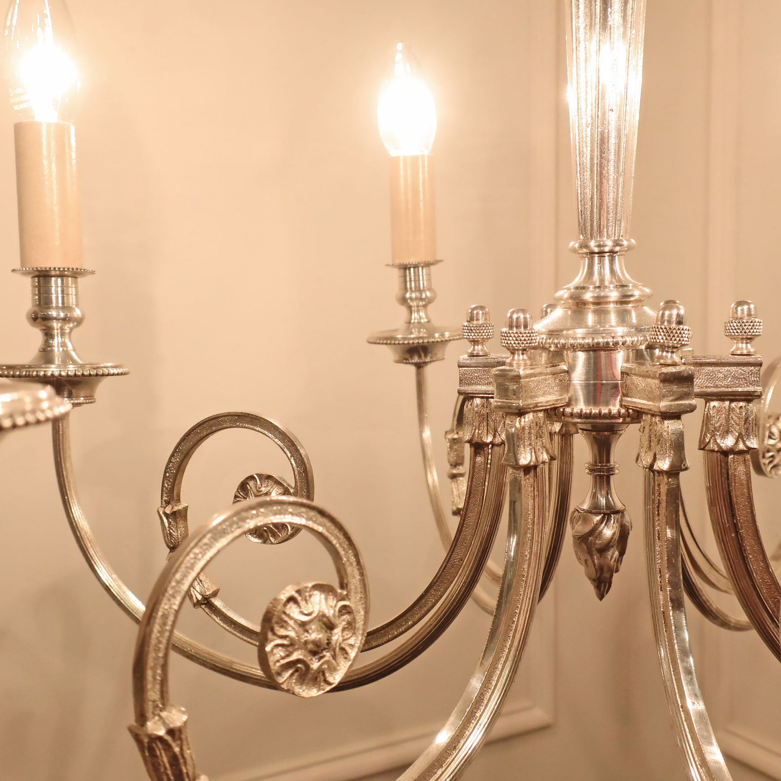 French Early 20th Century Silver Six Arm Chandelier photo for sale