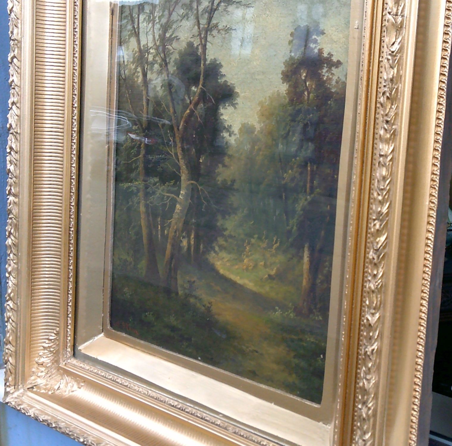 Oil On Canvas; Amy Stone C 1910 2 Period Framed Ormolu Gesso Ref 5191 photo Art