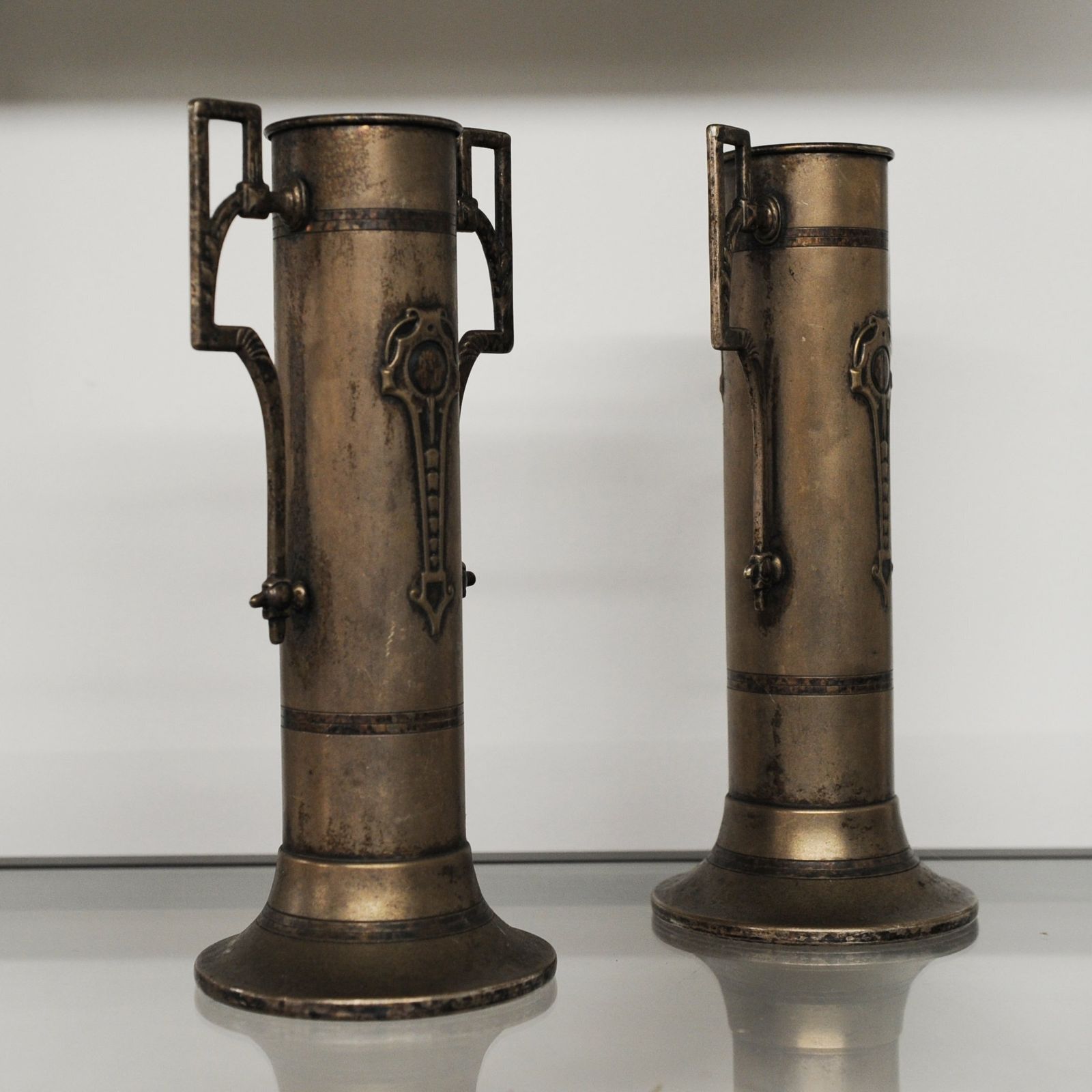 Art Nouveau Vases Attributed To Beldray England, 1900s photo for sale