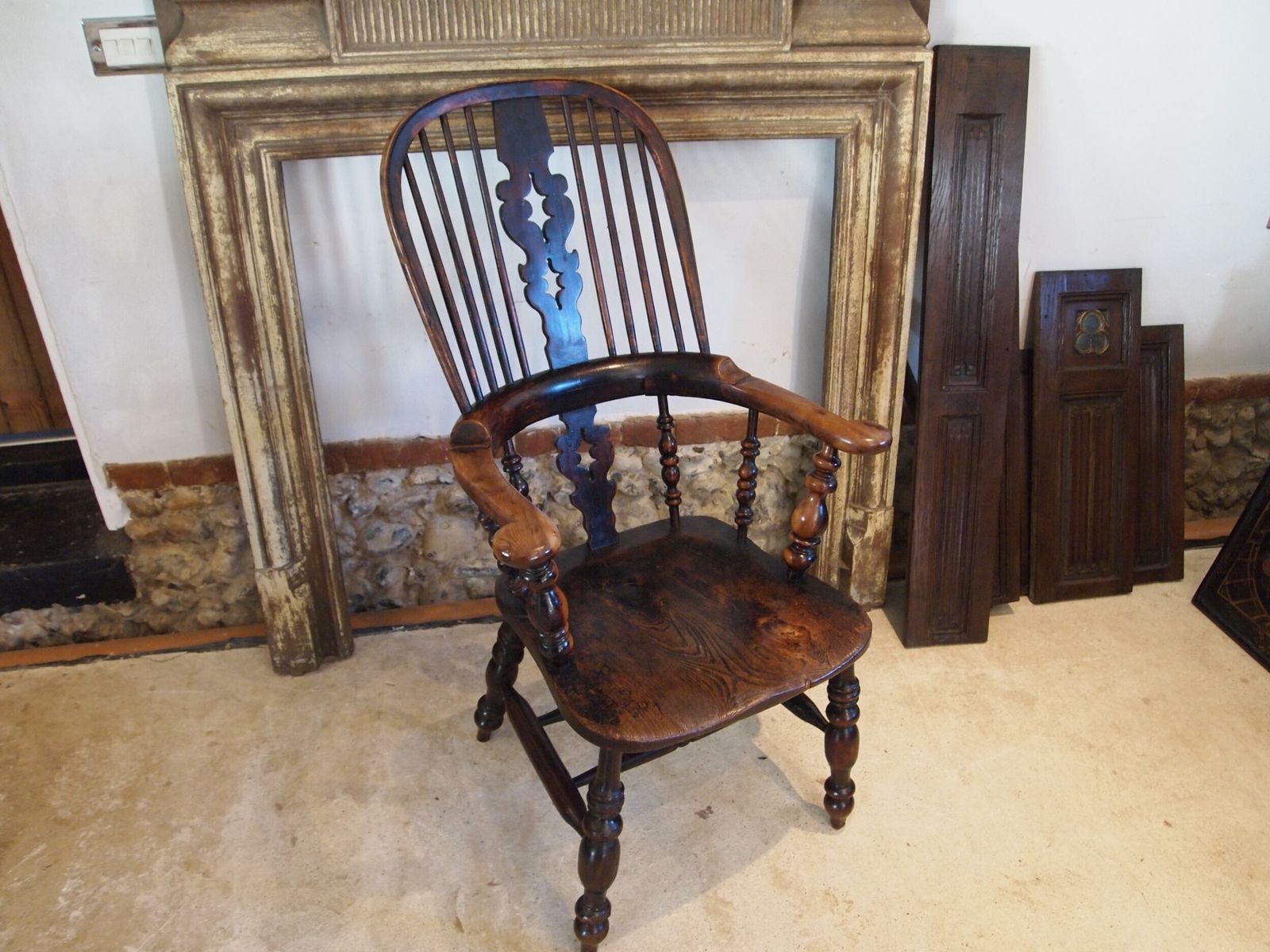 425.0 Chair Stunning Victorian Windsor Armchair Yew & Elm C1840 photo