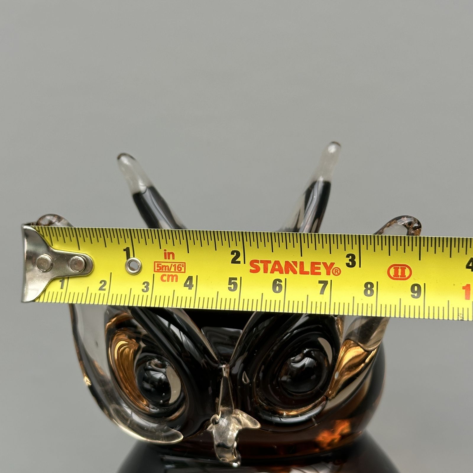 photo buy Mcm Murano Style Owl Handcrafted Amber Brown Large Glass Sculpture Paperweight
