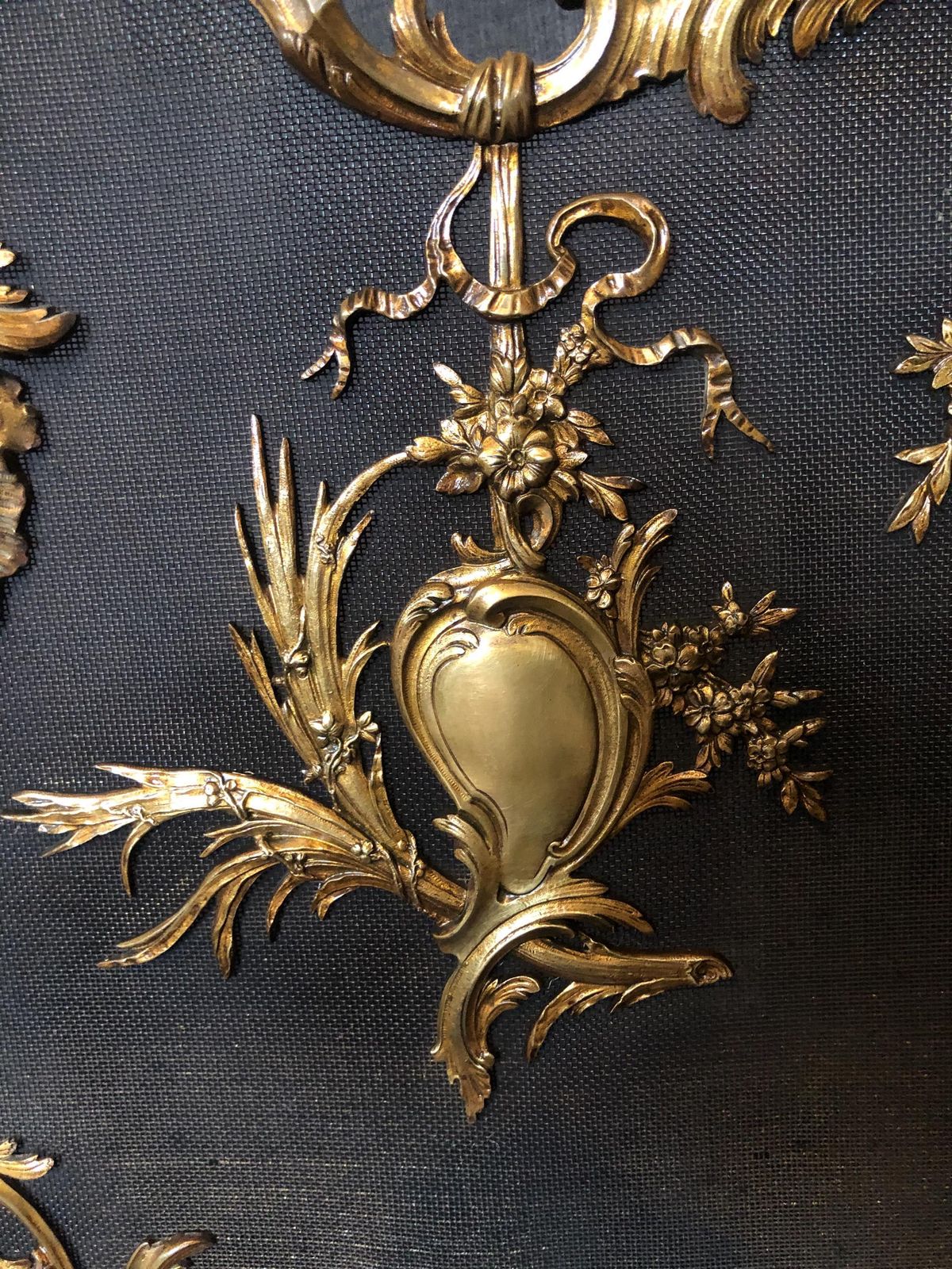 Rare Antique French Baroque Ornate Brass Fireplace Screen Guard photo furniture