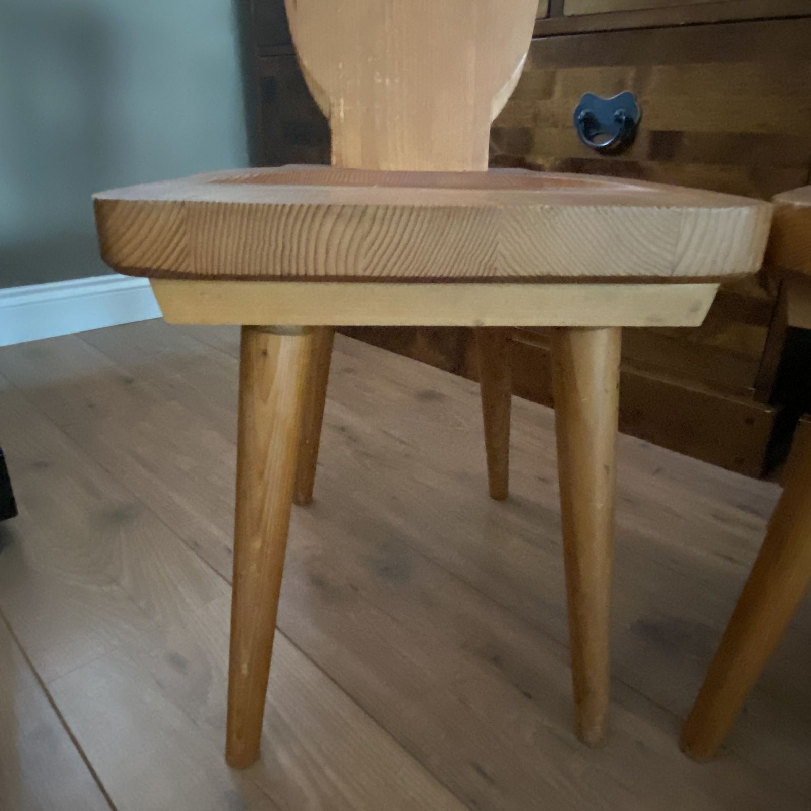 photo vinterior Polish 1970s Zydel Redyk B Alpine Tavern Style Wooden Dining Chairs Rustic Pine
