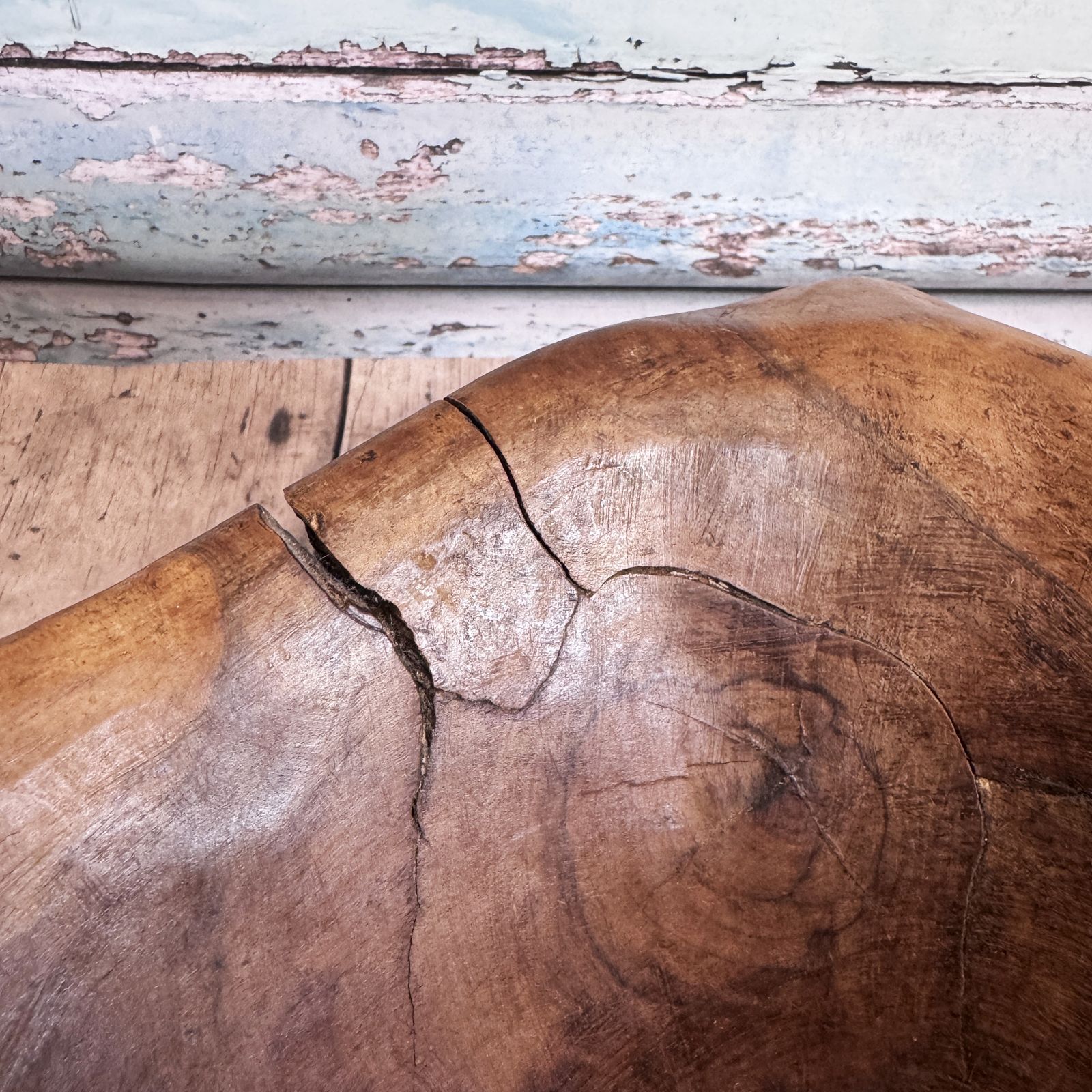 French Antique Diagonal Wooden Bowl photo Home Decor