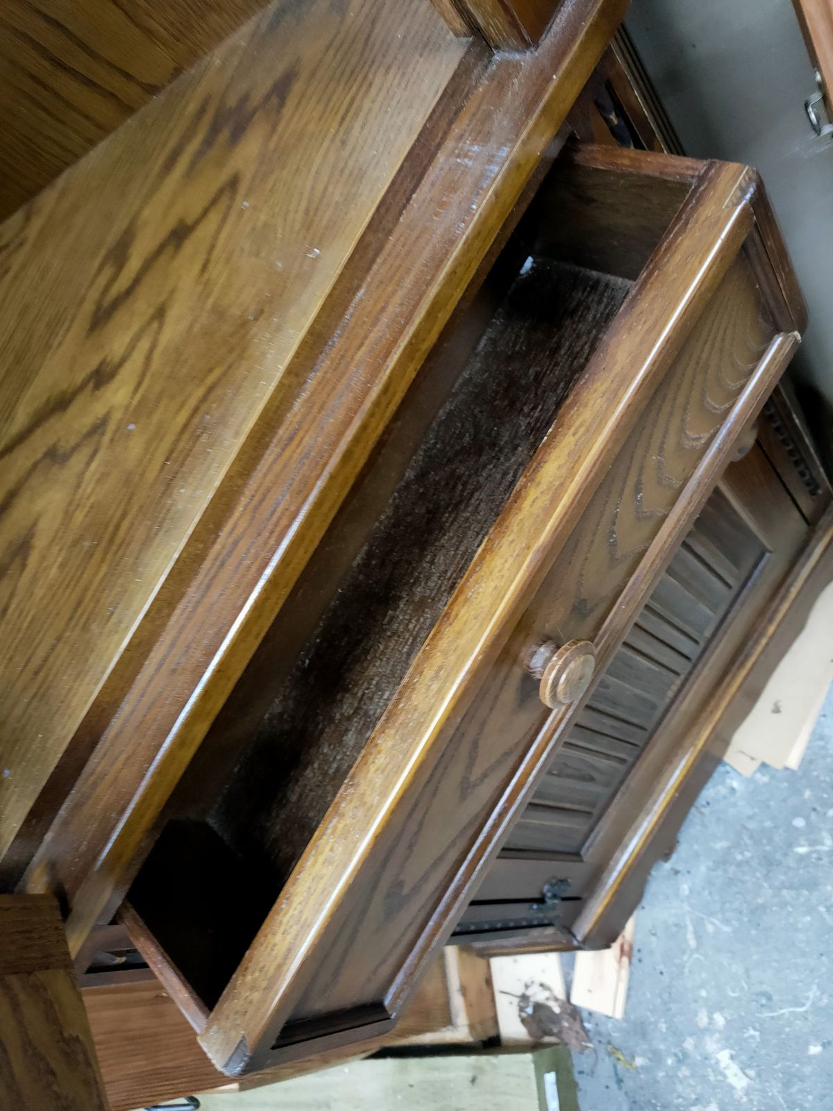 Late Century   Oak Fronted Corner Cabinet, With Ornate Carving And Glass Shelving C1970 photo Furniture