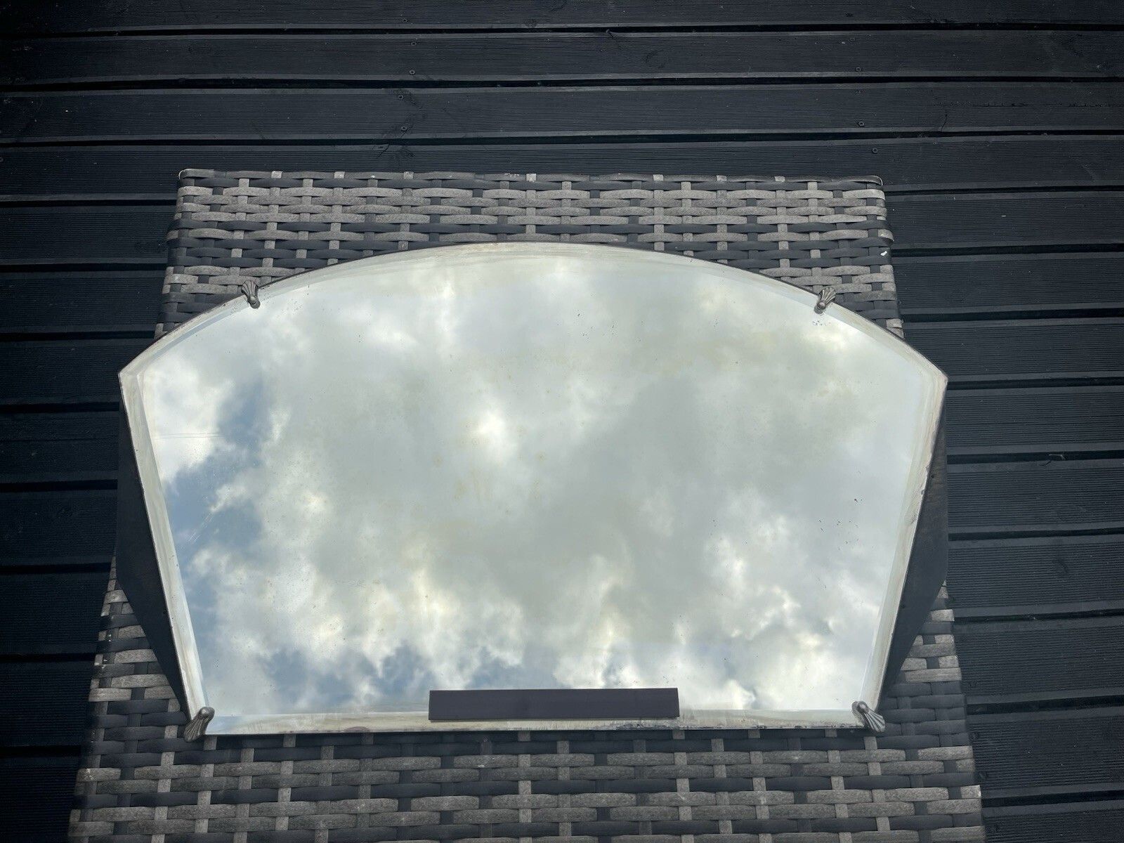 photo buy Antique Art Deco Fanned Bevelled Over Mantel Wall Hall Mirror Scallop Shell Clip