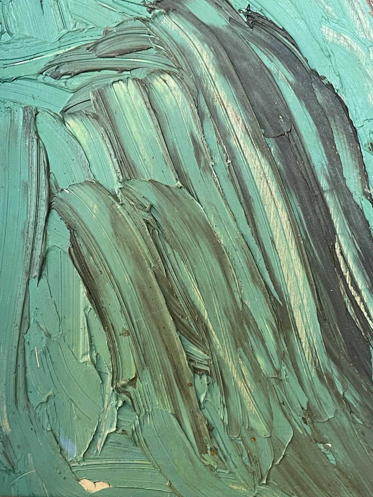 Unique Mid Century Expressionist Vintage Oil Painting From The 1970s With Portrait Motive In Strong Colours Framed In Wooden Frame photo vintage