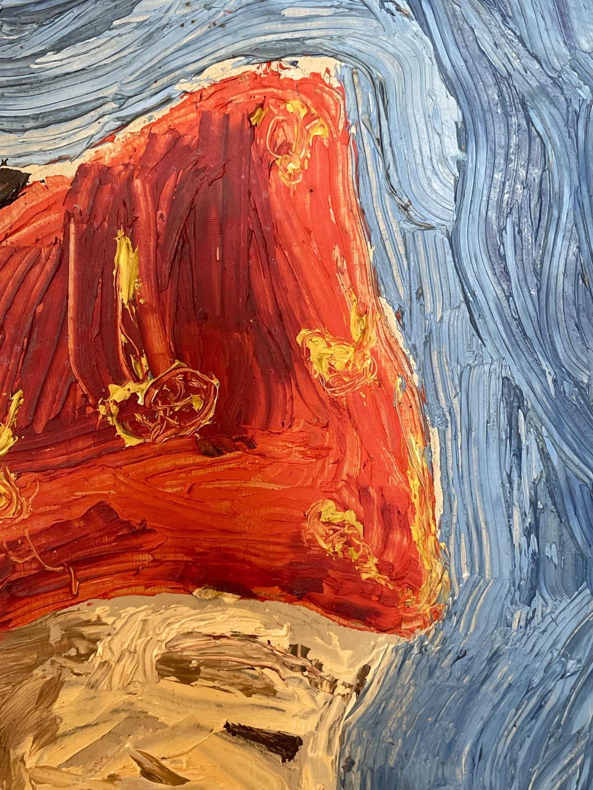 photo furniture Unique Mid Century Expressionist Vintage Oil Painting From The 1970s With Portrait Motive In Strong Colours Framed In Wooden Frame