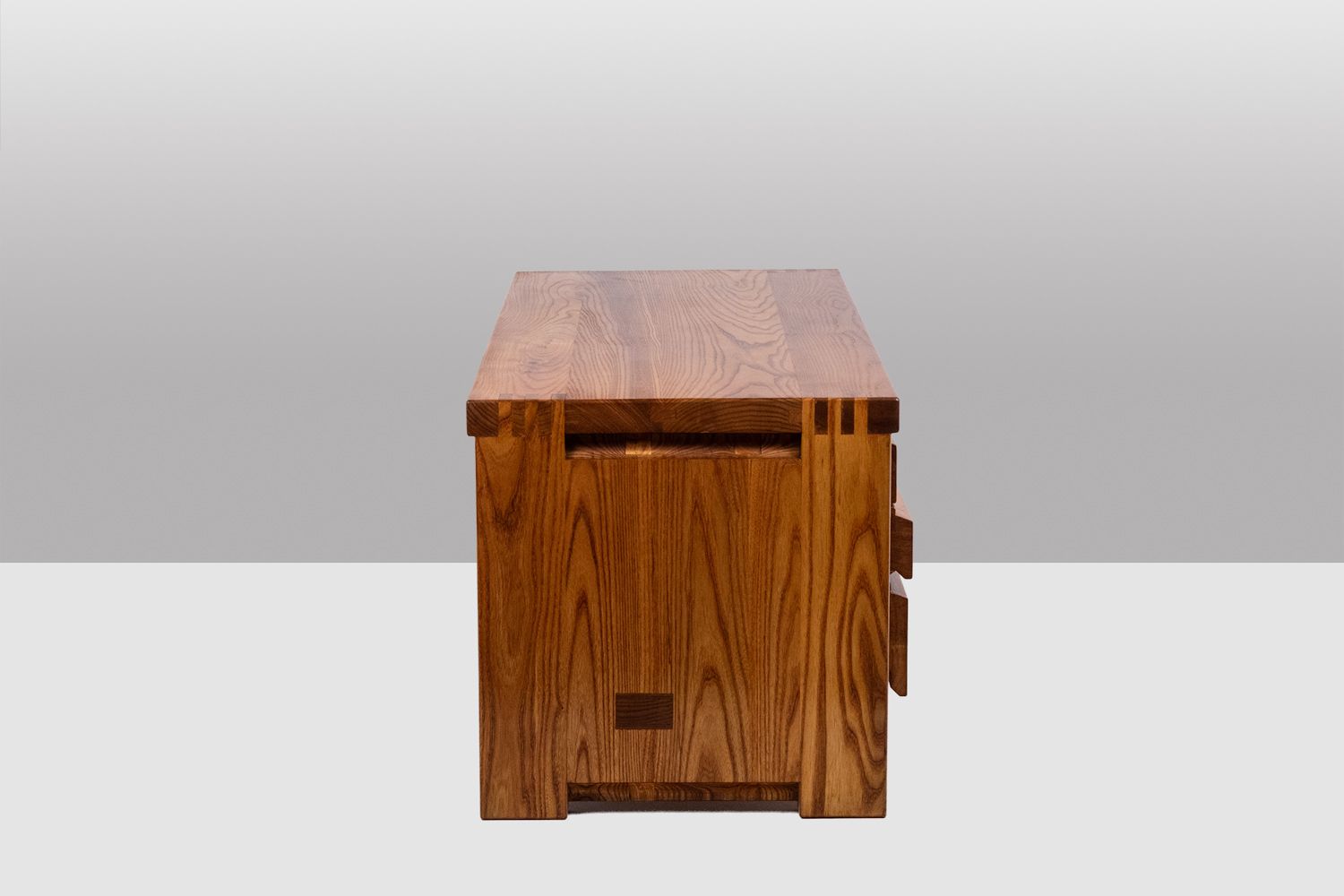 8500.0 Pierre Chapo. Low Chest Of Drawers In Blond Elm. Circa 1970. photo
