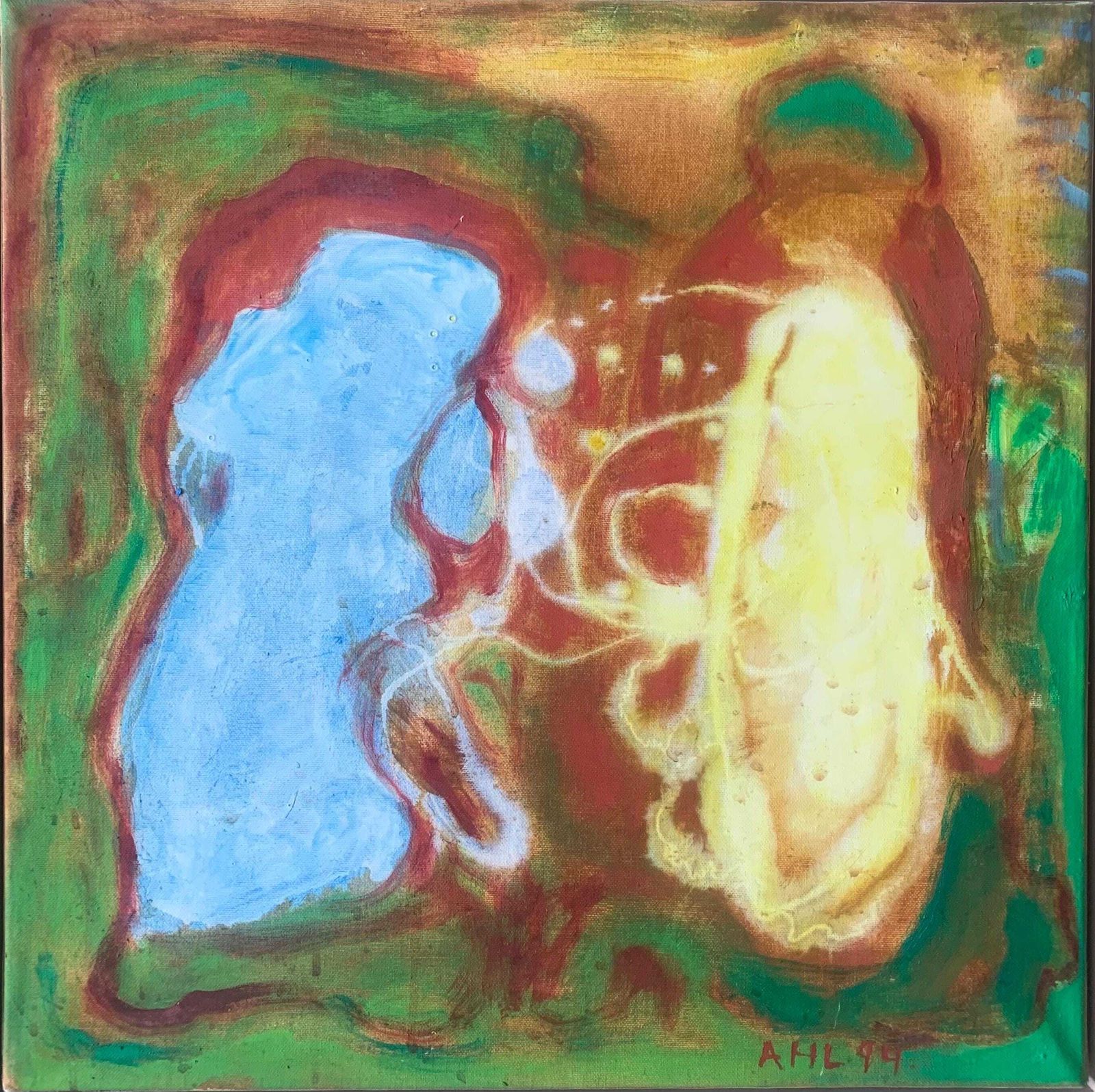 Vintage Original Expressionist Oil On Canvas Painting By Renoved Danish Artist And Cobra Movement Member Alfred H. Lilliendahl (1909 2009) photo for sale