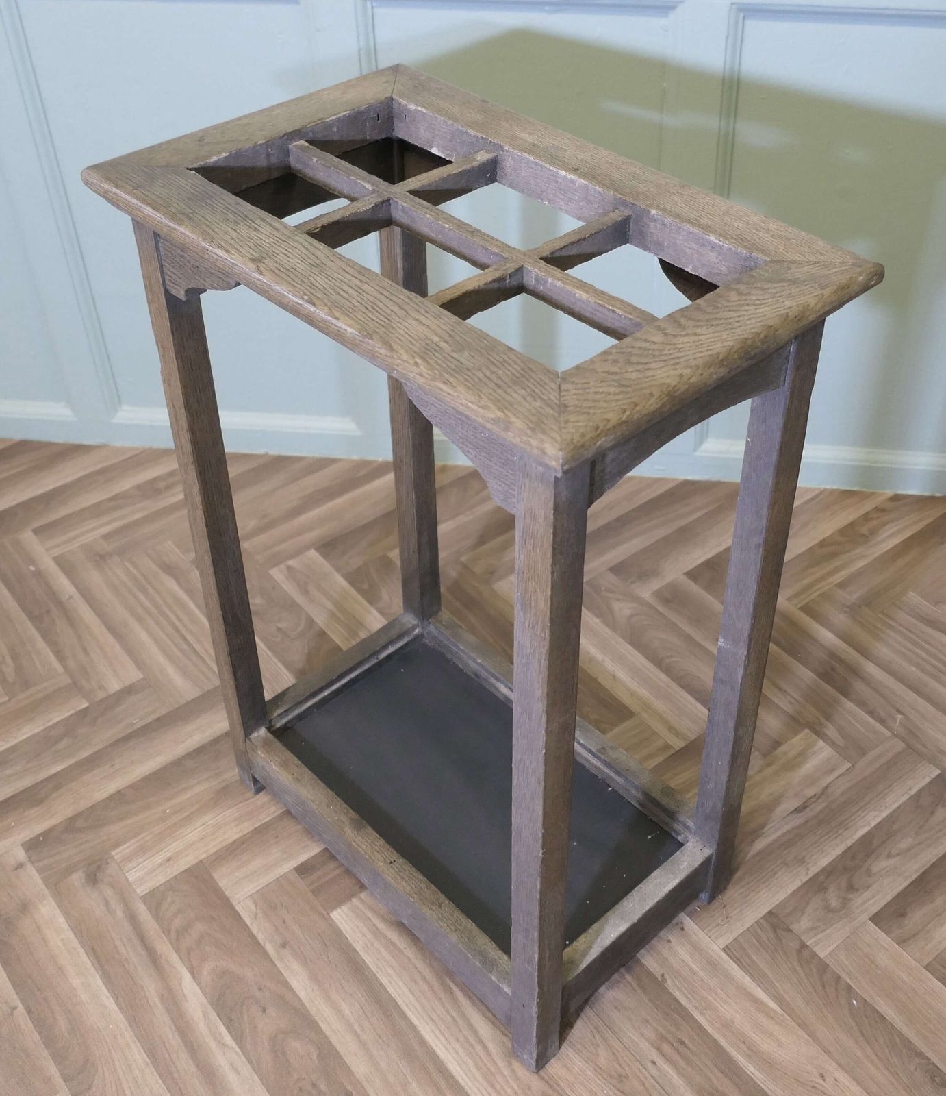 A Good Sturdy Arts And Crafts Oak Stick Or Umbrella Hall Stand photo for sale