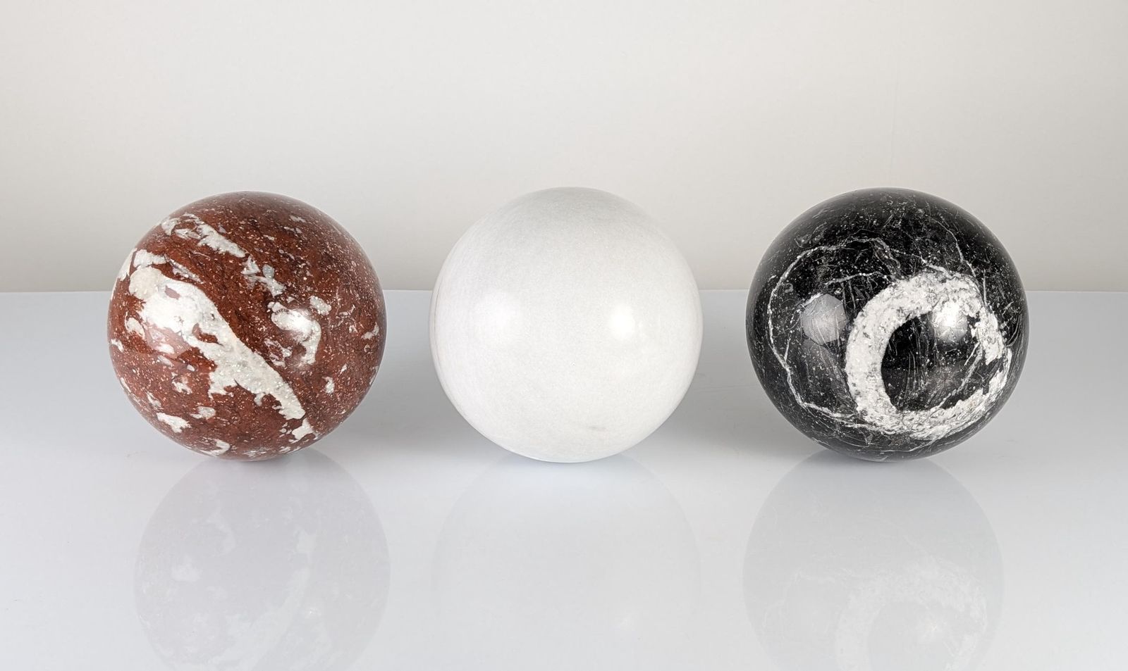 Italian Table With Tricolor Marble Spheres, 1990s photo furniture