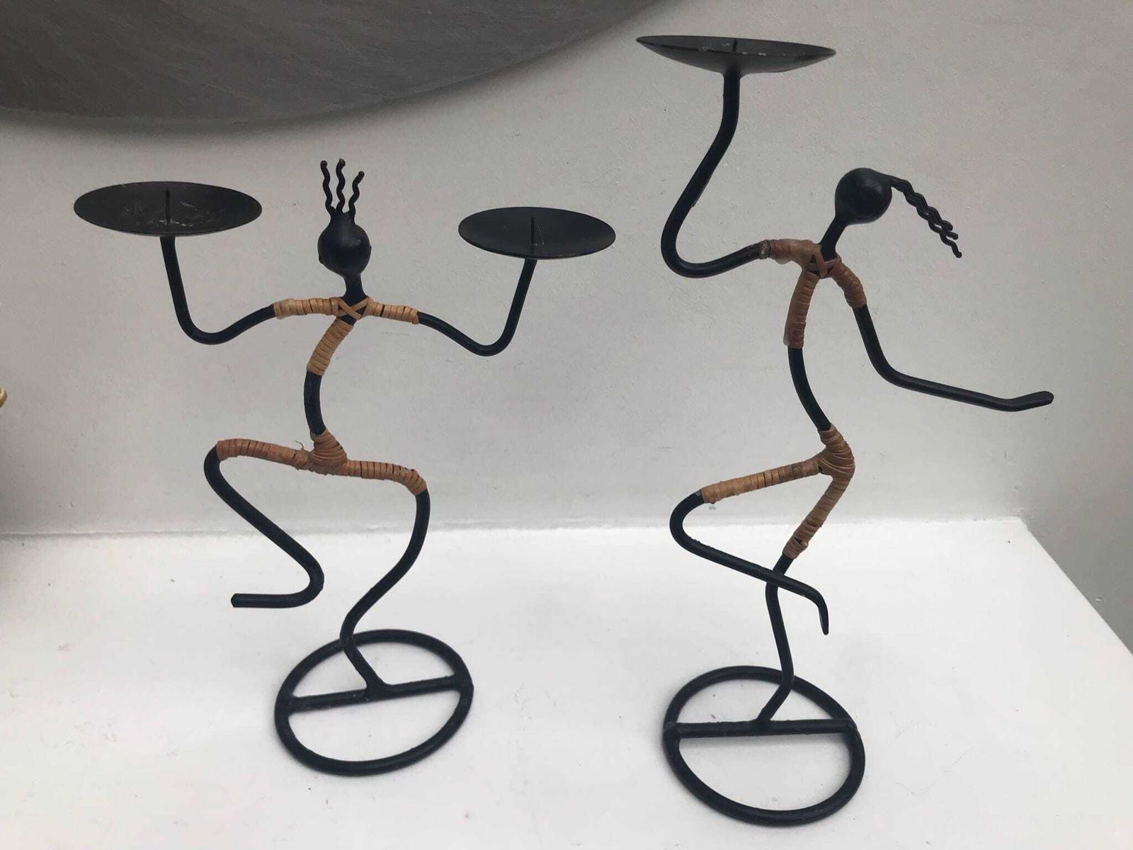 photo for sale Candle Holder Set Mid Century Danish Black String Iron Candleholder By Laurids Lønborg For Lønborg, 1960s Scandinavian Design Table Decor