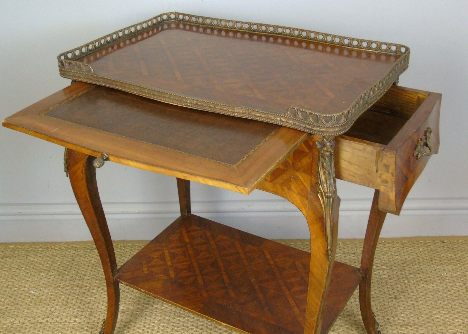 Beautiful 19th Century French Parquetry Table photo vintage