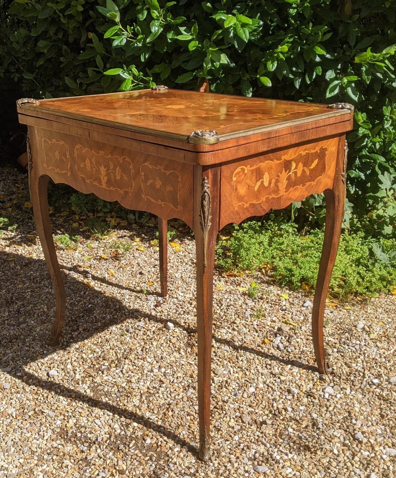 Antique French Walnut Parquetry Card Table 19th Century Backgammon photo buy