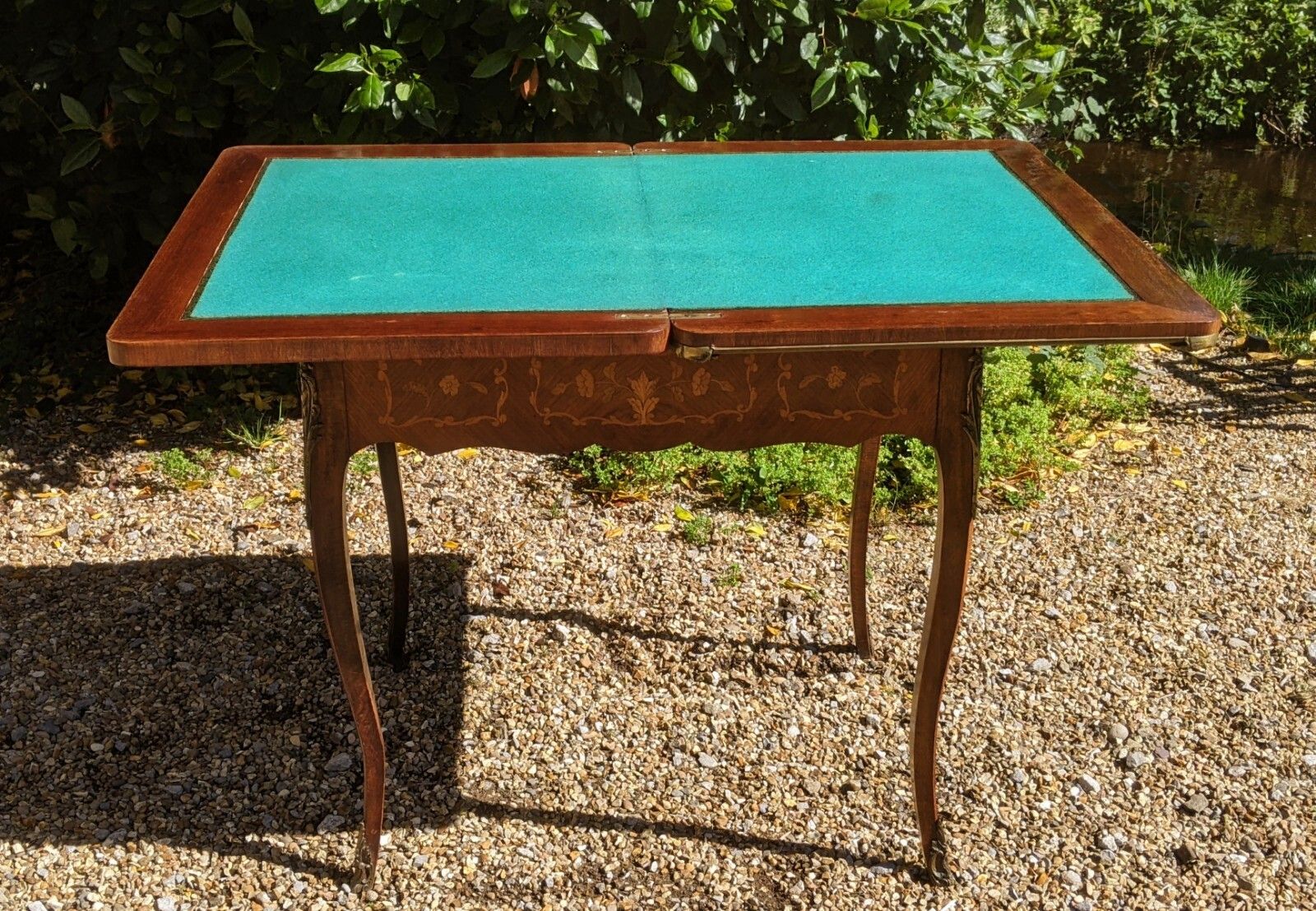 photo for sale Antique French Walnut Parquetry Card Table 19th Century Backgammon