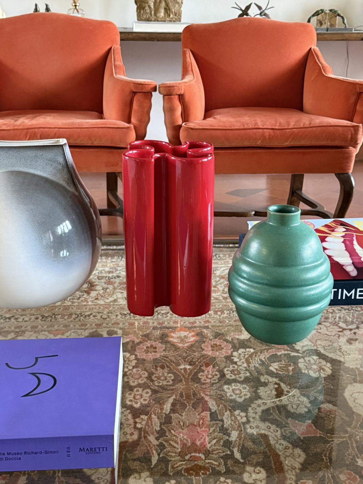 Franco Bettonica, Space Age Rare Red Ceramic Vase, Gabbianelli Italy Ca. 1970 photo furniture