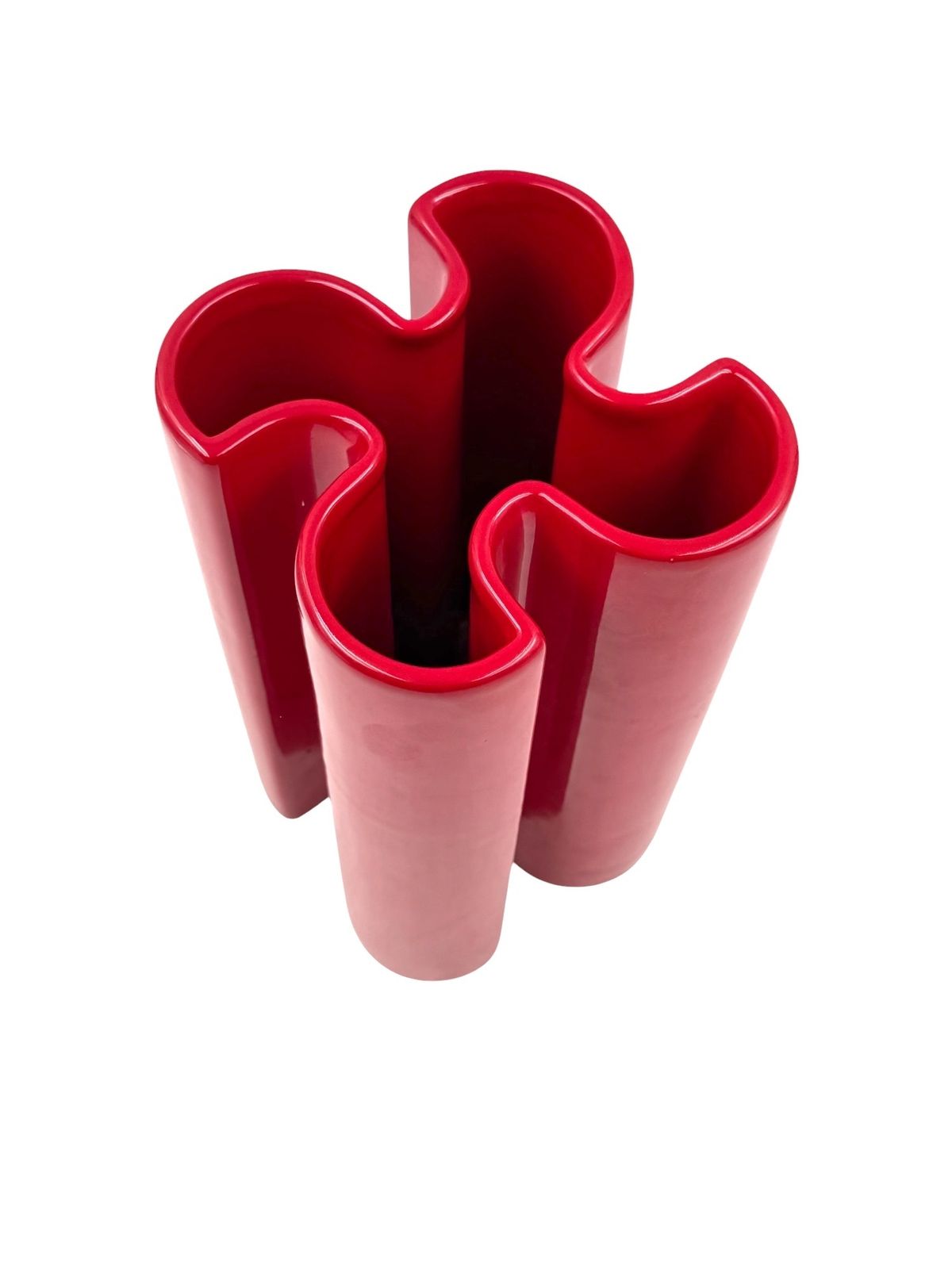photo for sale Franco Bettonica, Space Age Rare Red Ceramic Vase, Gabbianelli Italy Ca. 1970